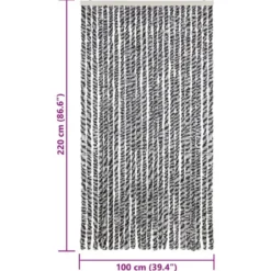 vidaXL - Vliegengordijn voor terrasdeur Grijs en zwart-wit Chenille - 100x220 cm
