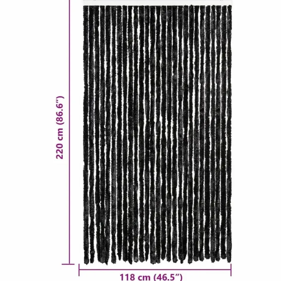 vidaXL - Vliegengordijn voor terrasdeur - Antraciet - Chenille - 118x220 cm