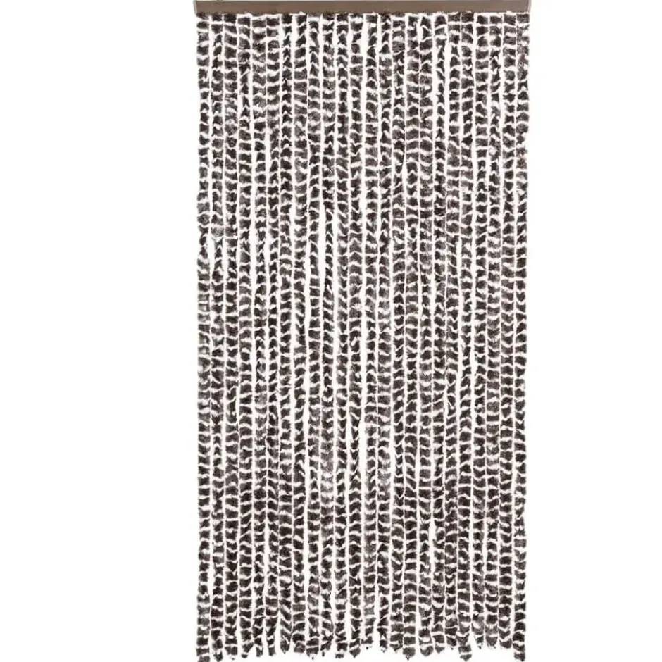 vidaXL - Vliegengordijn voor terrasdeur - Bruin en wit - Chenille - 100x200 cm