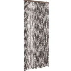vidaXL - Vliegengordijn voor terrasdeur - Bruin en wit - Chenille - 100x200 cm