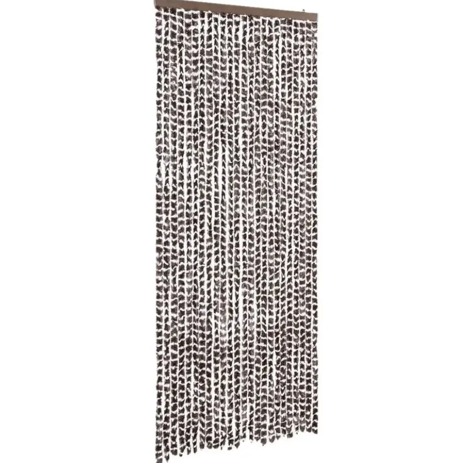 vidaXL - Vliegengordijn voor terrasdeur - Bruin en wit - Chenille - 100x200 cm