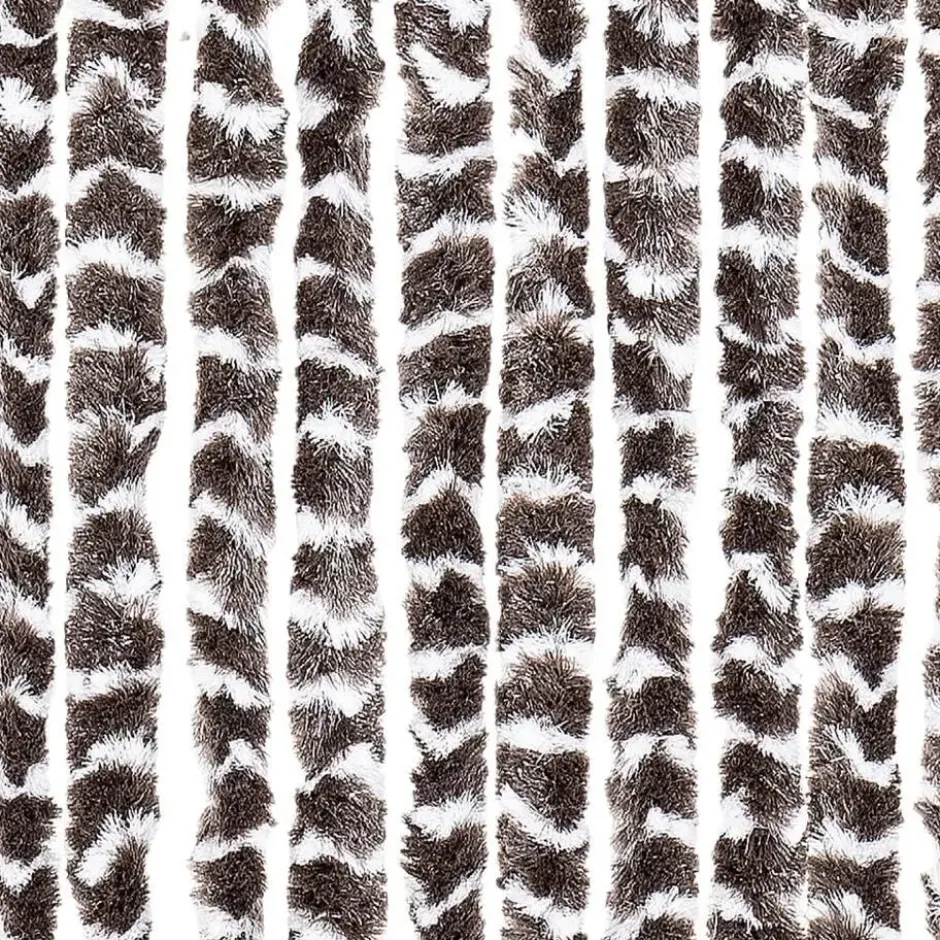 vidaXL - Vliegengordijn voor terrasdeur - Bruin en wit - Chenille - 100x200 cm