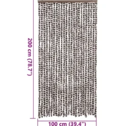 vidaXL - Vliegengordijn voor terrasdeur - Bruin en wit - Chenille - 100x200 cm