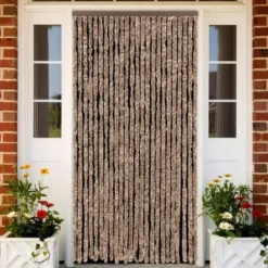 vidaXL - Vliegengordijn voor terrasdeur Beige, donkerbruin Chenille - 100x230 cm
