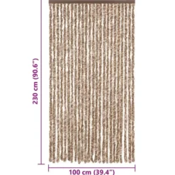 vidaXL - Vliegengordijn voor terrasdeur Beige, donkerbruin Chenille - 100x230 cm