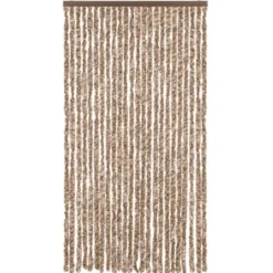 vidaXL - Vliegengordijn voor terrasdeur Beige, donkerbruin Chenille - 100x230 cm