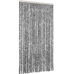 vidaXL - Vliegengordijn voor terrasdeur Grijs en zwart-wit Chenille - 100x230 cm