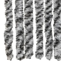 vidaXL - Vliegengordijn voor terrasdeur Grijs en zwart-wit Chenille - 100x230 cm