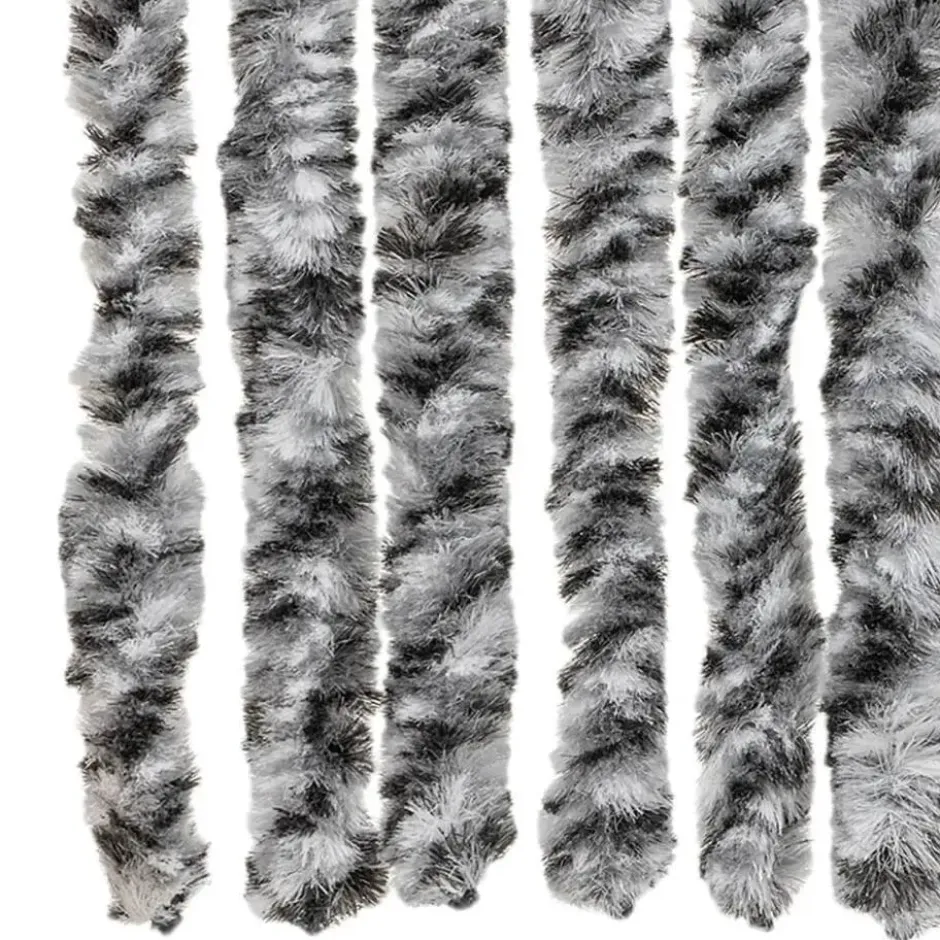 vidaXL - Vliegengordijn voor terrasdeur Grijs en zwart-wit Chenille - 100x230 cm