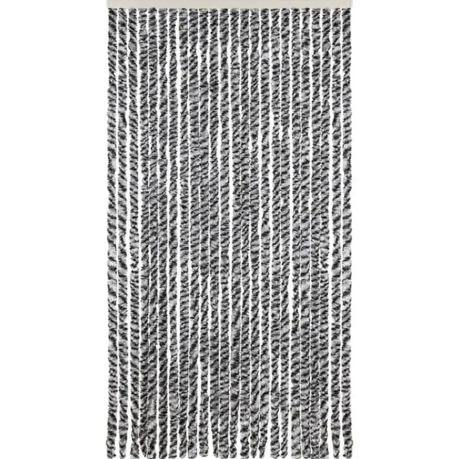 vidaXL - Vliegengordijn voor terrasdeur Grijs en zwart-wit Chenille - 100x230 cm