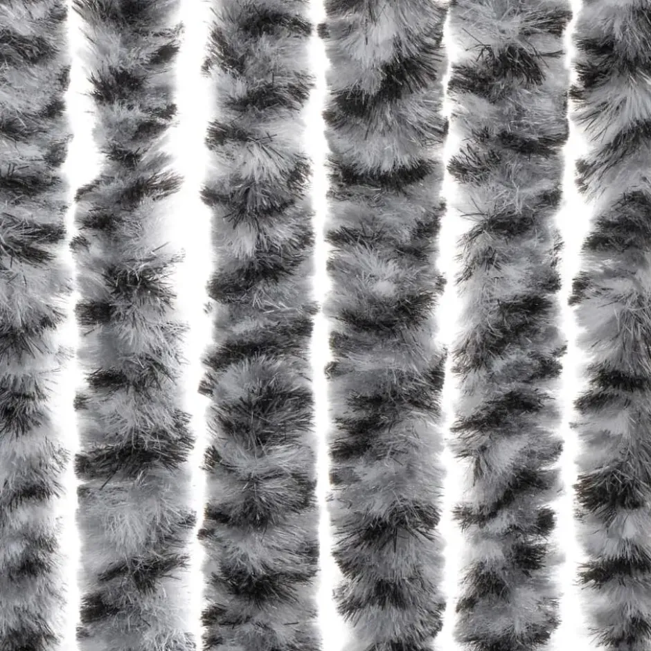 vidaXL - Vliegengordijn voor terrasdeur Grijs en zwart-wit Chenille - 100x230 cm