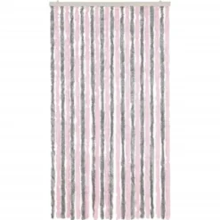 vidaXL - Vliegengordijn voor terrasdeur Zilvergrijs, roze Chenille - 100x230 cm