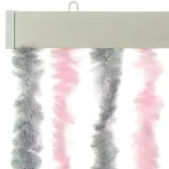 vidaXL - Vliegengordijn voor terrasdeur Zilvergrijs, roze Chenille - 100x230 cm