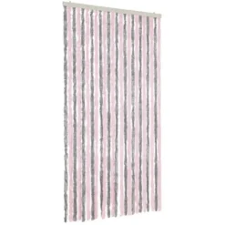 vidaXL - Vliegengordijn voor terrasdeur Zilvergrijs, roze Chenille - 100x230 cm