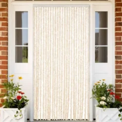 vidaXL - Vliegengordijn voor terrasdeur - Beige en wit - Chenille - 100x220 cm