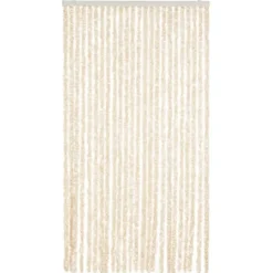 vidaXL - Vliegengordijn voor terrasdeur - Beige en wit - Chenille - 100x220 cm