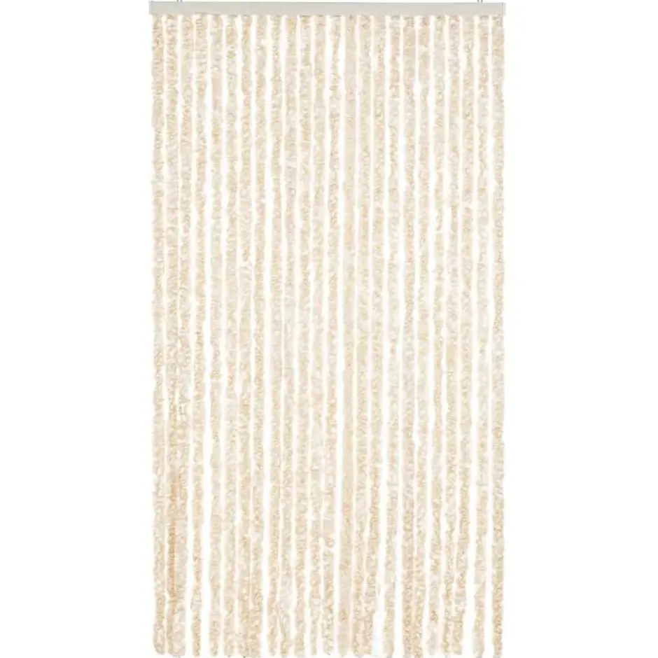 vidaXL - Vliegengordijn voor terrasdeur - Beige en wit - Chenille - 100x220 cm