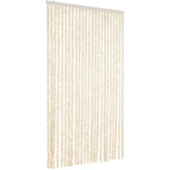 vidaXL - Vliegengordijn voor terrasdeur - Beige en wit - Chenille - 100x220 cm