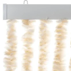 vidaXL - Vliegengordijn voor terrasdeur - Beige en wit - Chenille - 100x220 cm