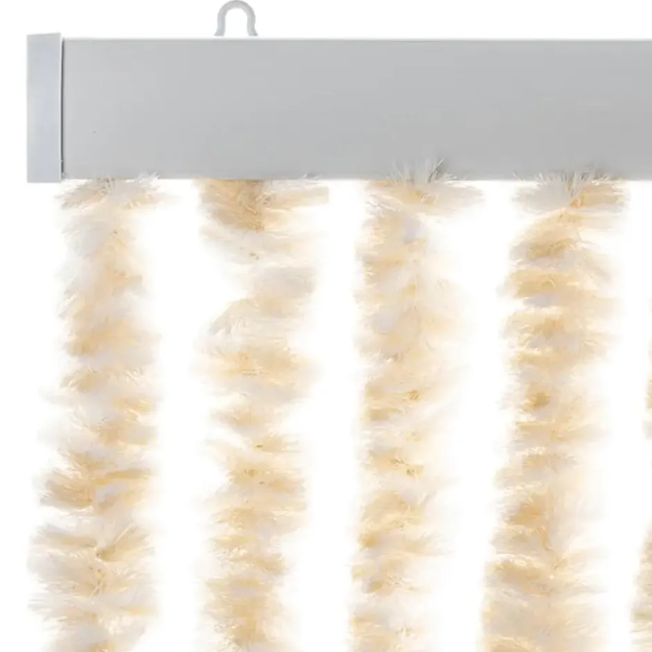 vidaXL - Vliegengordijn voor terrasdeur - Beige en wit - Chenille - 100x220 cm