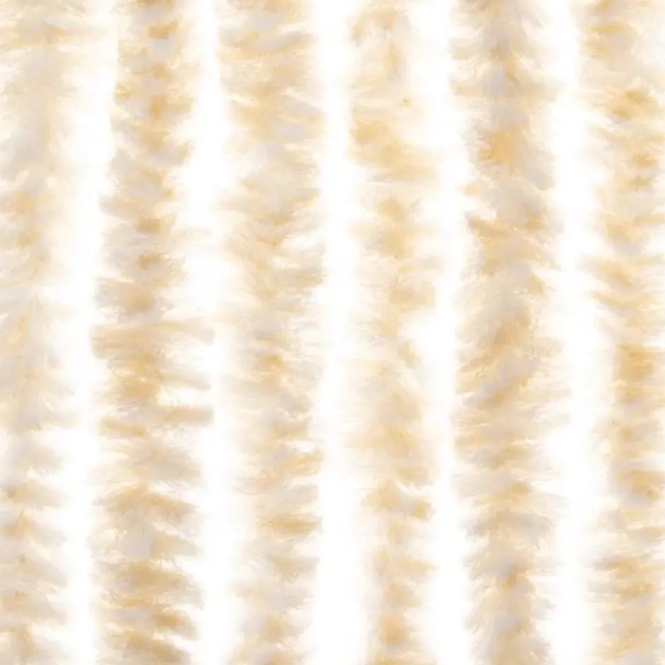 vidaXL - Vliegengordijn voor terrasdeur - Beige en wit - Chenille - 100x220 cm