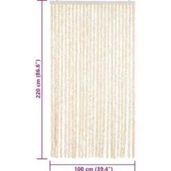 vidaXL - Vliegengordijn voor terrasdeur - Beige en wit - Chenille - 100x220 cm