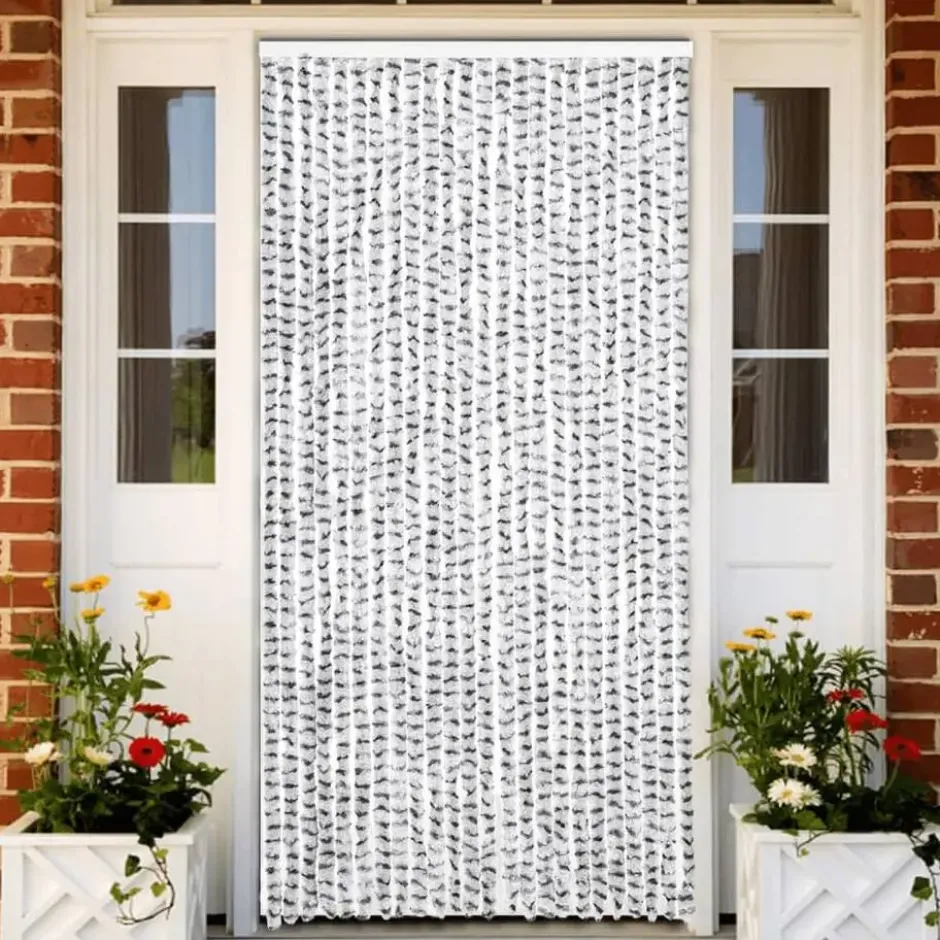 vidaXL - Vliegengordijn voor terrasdeur Licht/donkergrijs Chenille - 100x200 cm