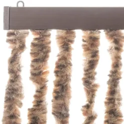 vidaXL - Vliegengordijn voor terrasdeur Beige, donkerbruin Chenille - 90x200 cm