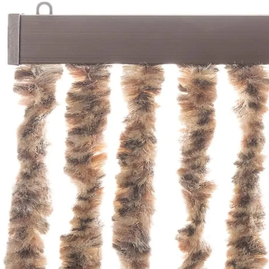 vidaXL - Vliegengordijn voor terrasdeur Beige, donkerbruin Chenille - 90x200 cm