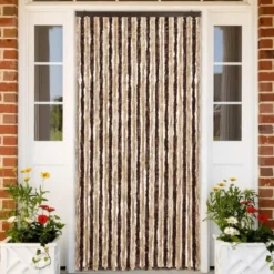 vidaXL - Vliegengordijn voor terrasdeur Beige, lichtbruin Chenille - 118x220 cm