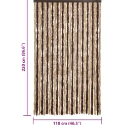 vidaXL - Vliegengordijn voor terrasdeur Beige, lichtbruin Chenille - 118x220 cm
