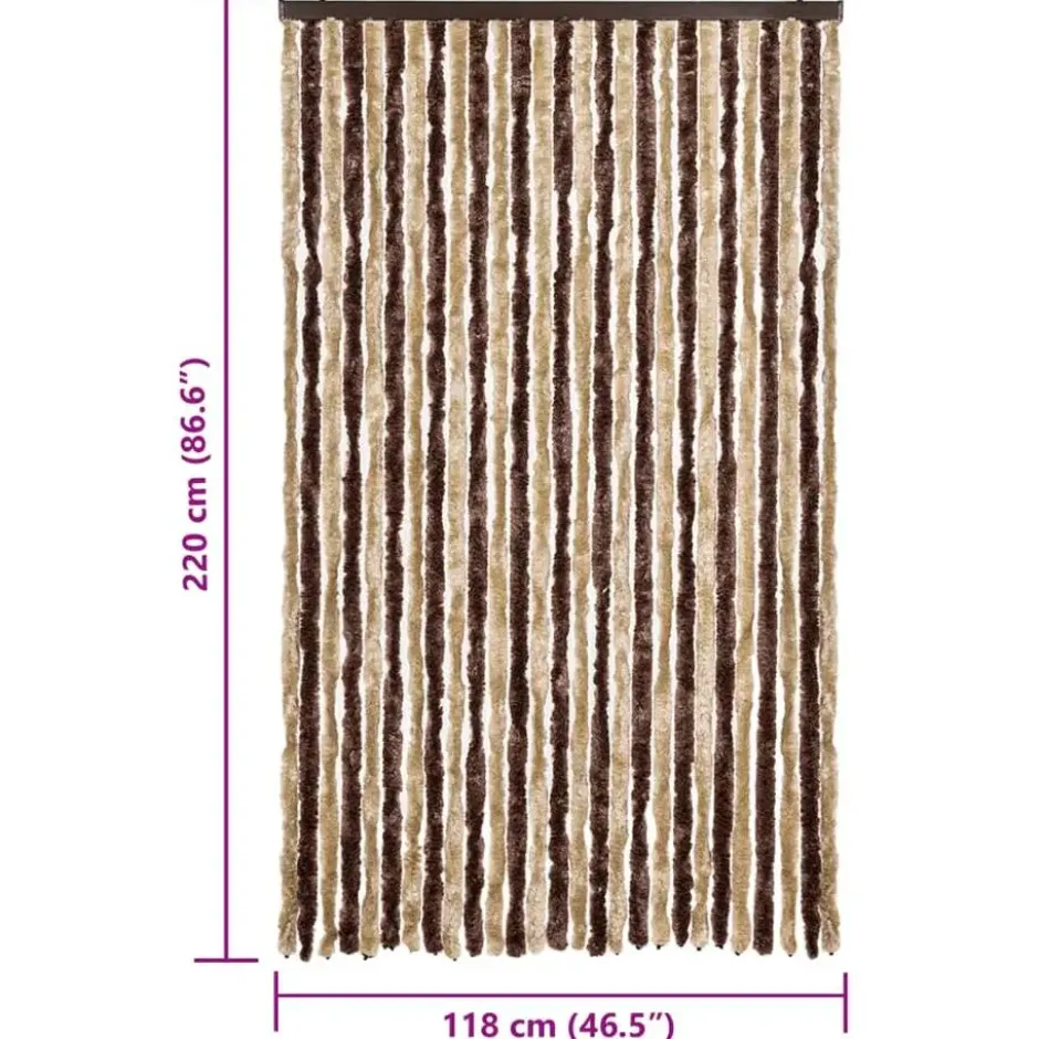 vidaXL - Vliegengordijn voor terrasdeur Beige, lichtbruin Chenille - 118x220 cm