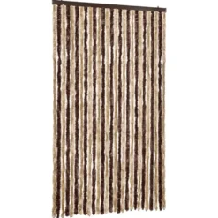 vidaXL - Vliegengordijn voor terrasdeur Beige, lichtbruin Chenille - 118x220 cm