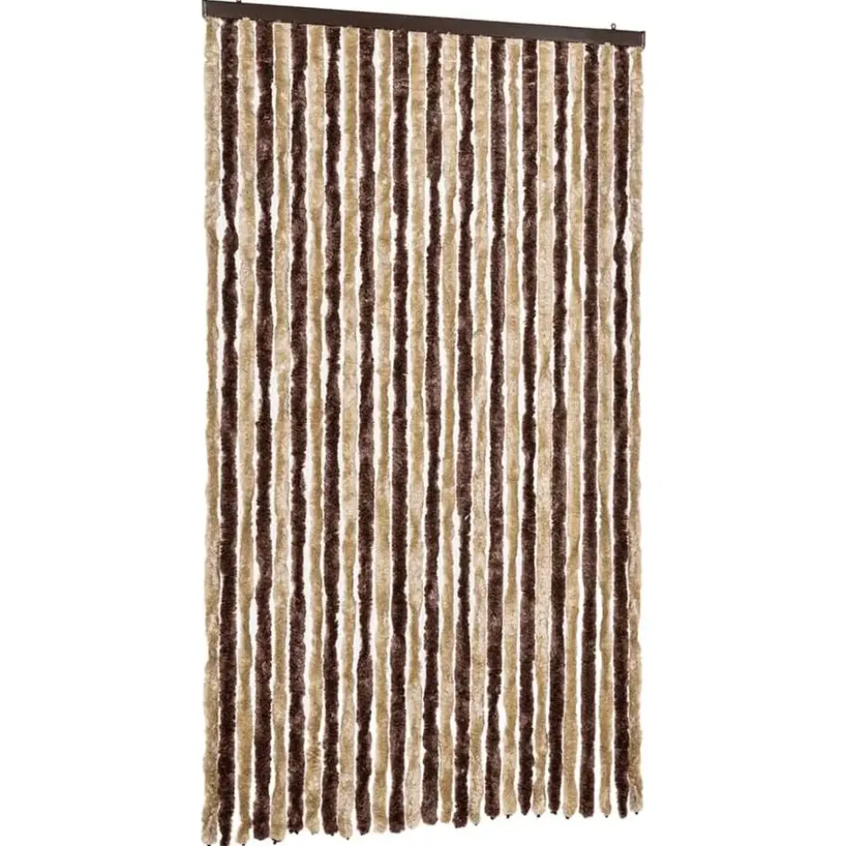 vidaXL - Vliegengordijn voor terrasdeur Beige, lichtbruin Chenille - 118x220 cm