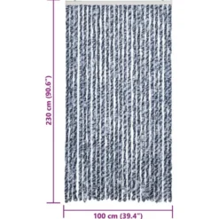 vidaXL - Vliegengordijn voor terrasdeur - Blauw en wit - Chenille - 100x230 cm