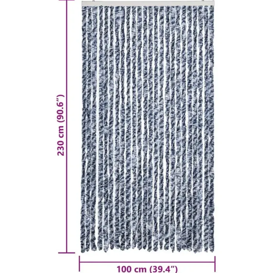 vidaXL - Vliegengordijn voor terrasdeur - Blauw en wit - Chenille - 100x230 cm