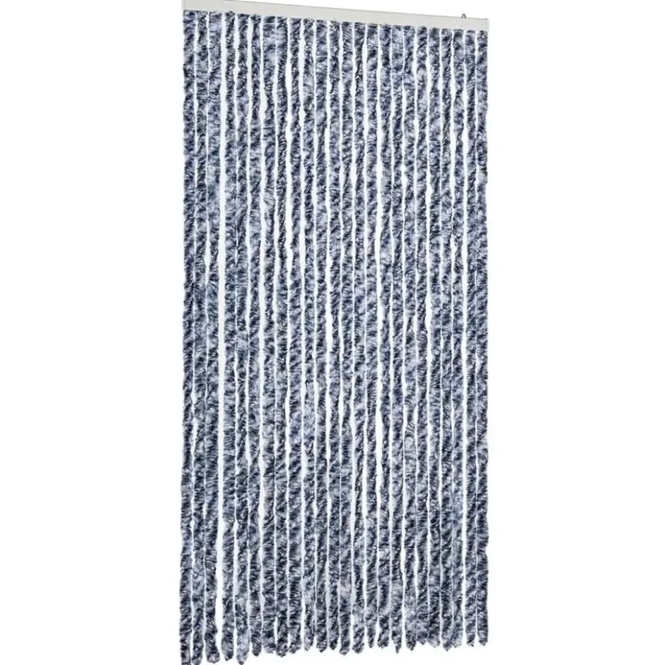 vidaXL - Vliegengordijn voor terrasdeur - Blauw en wit - Chenille - 100x230 cm