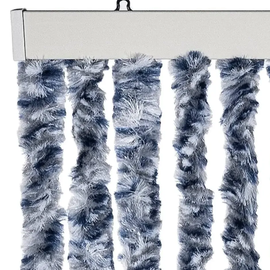 vidaXL - Vliegengordijn voor terrasdeur - Blauw en wit - Chenille - 100x230 cm