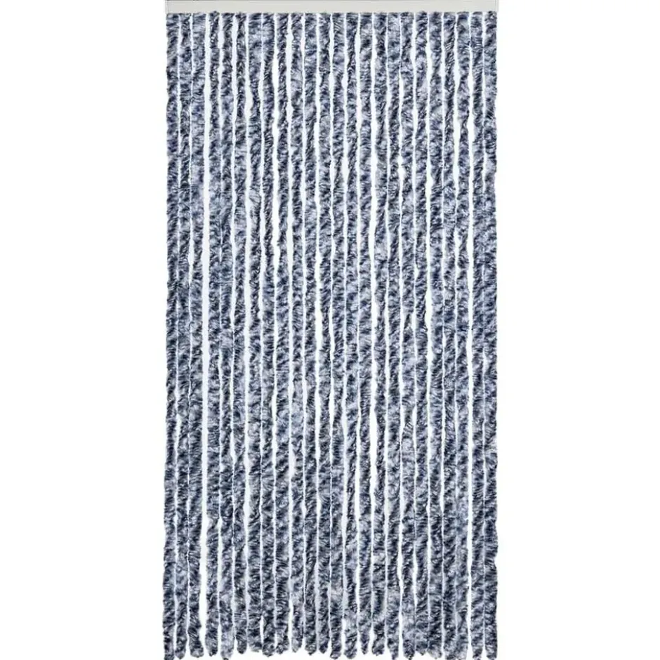 vidaXL - Vliegengordijn voor terrasdeur - Blauw en wit - Chenille - 100x230 cm