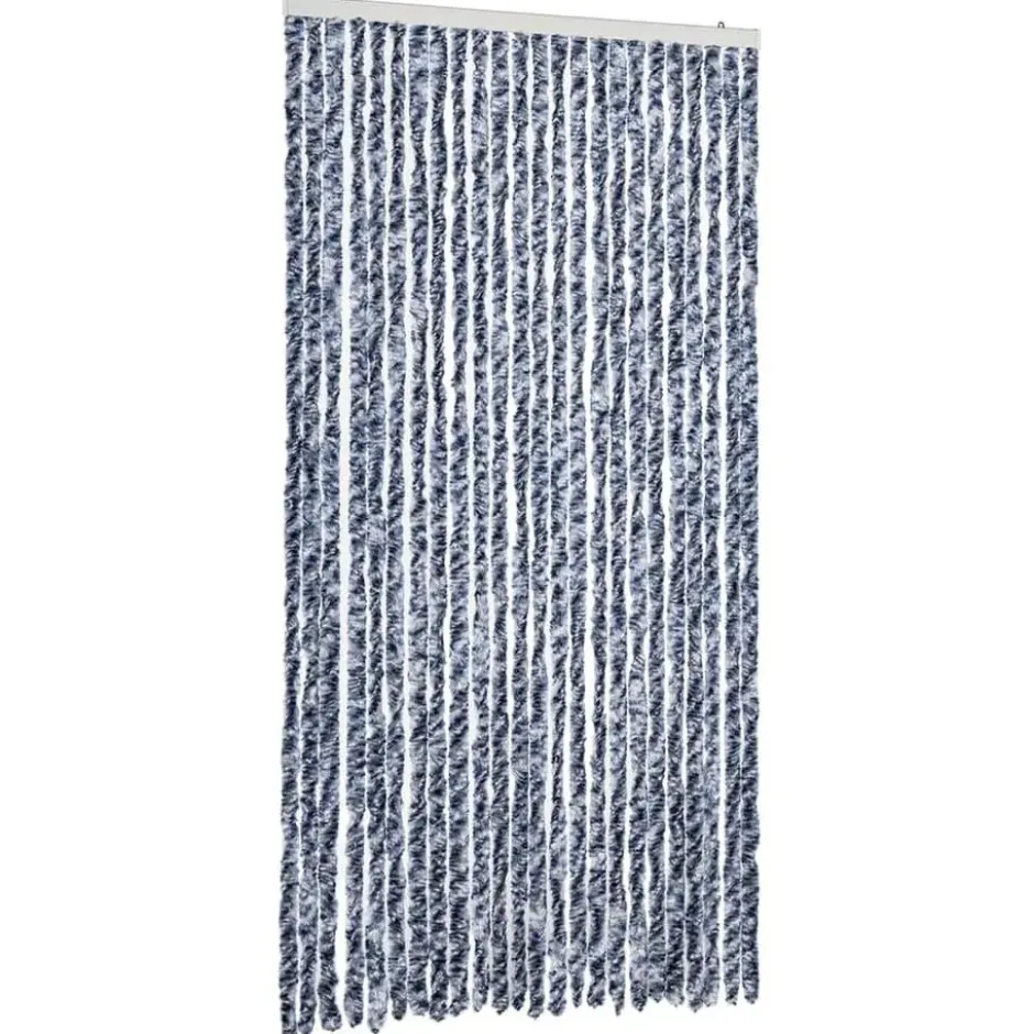 vidaXL - Vliegengordijn voor terrasdeur - Blauw en wit - Chenille - 100x200 cm
