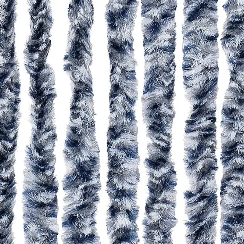 vidaXL - Vliegengordijn voor terrasdeur - Blauw en wit - Chenille - 100x200 cm