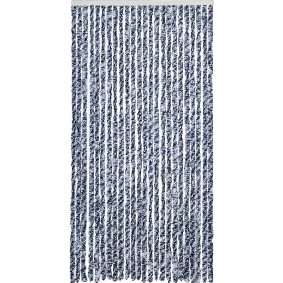 vidaXL - Vliegengordijn voor terrasdeur - Blauw en wit - Chenille - 100x200 cm