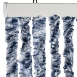 vidaXL - Vliegengordijn voor terrasdeur - Blauw en wit - Chenille - 100x200 cm
