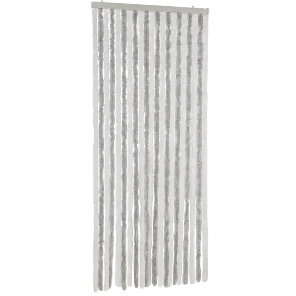 vidaXL - Vliegengordijn voor terrasdeur Lichtgrijs en wit - Chenille - 90x200 cm