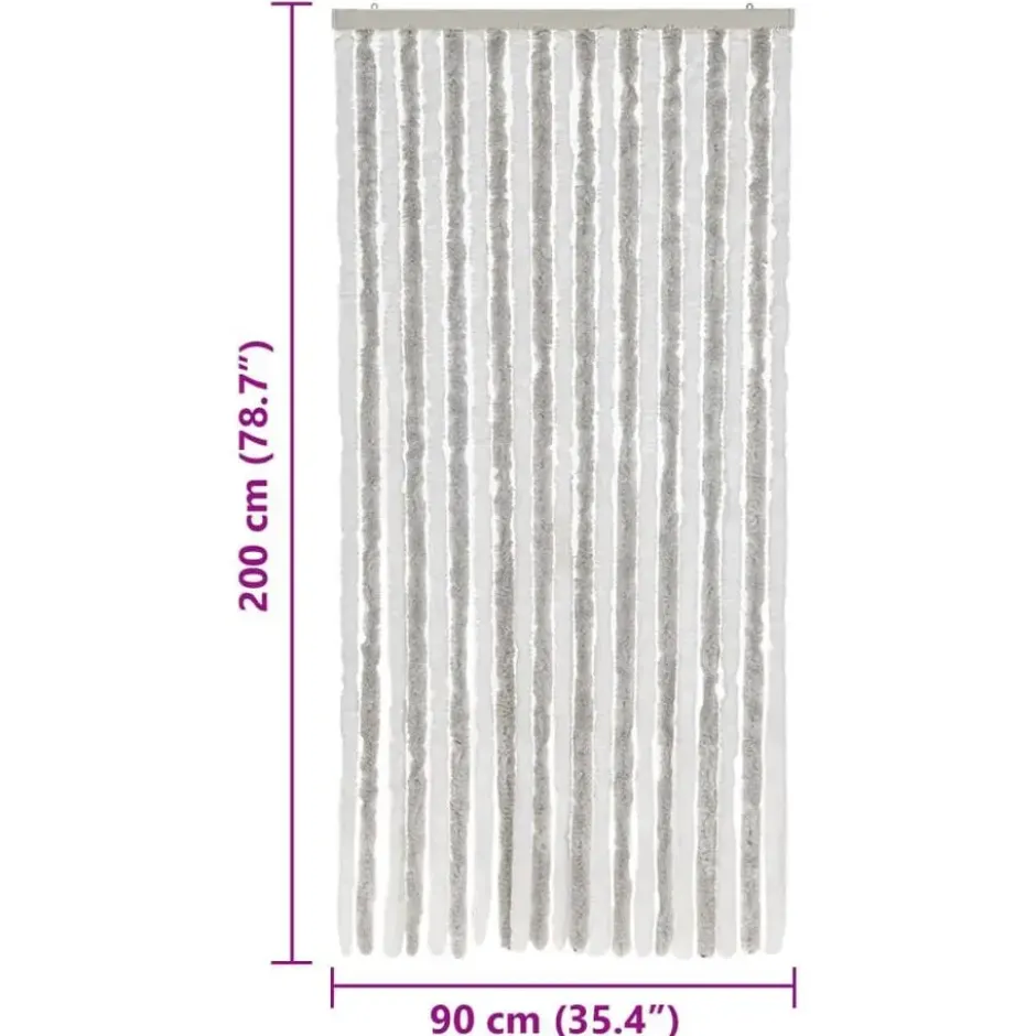vidaXL - Vliegengordijn voor terrasdeur Lichtgrijs en wit - Chenille - 90x200 cm
