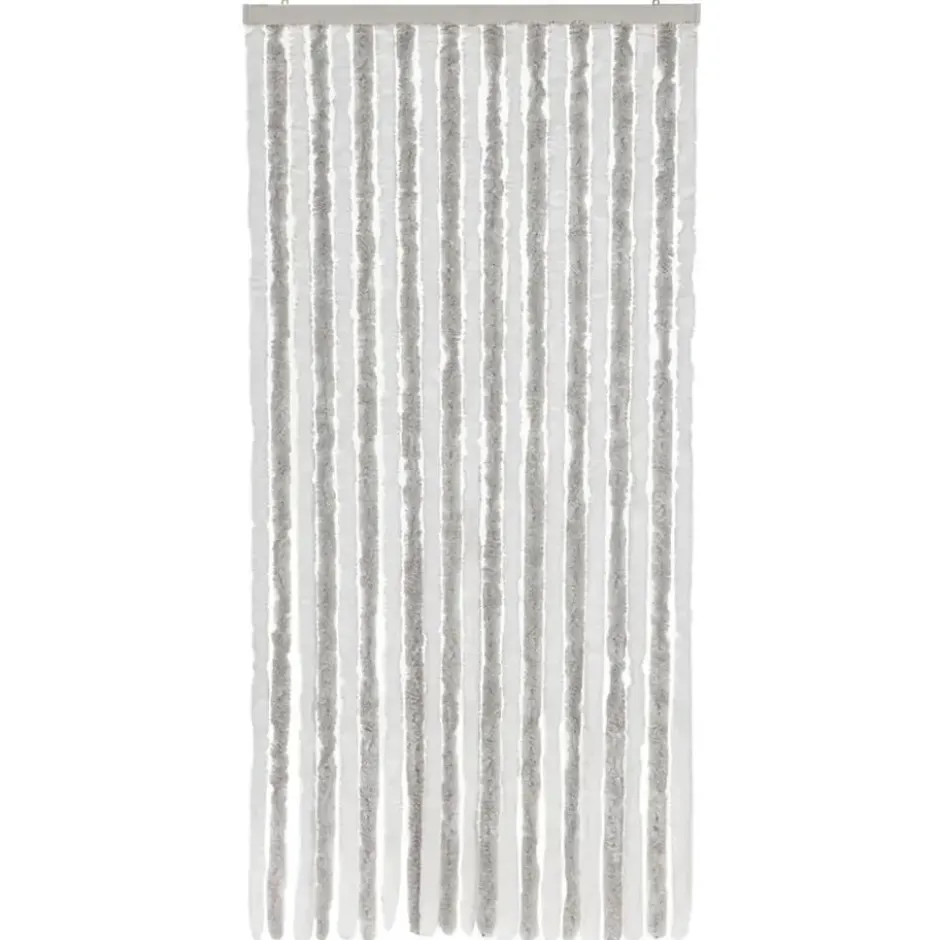 vidaXL - Vliegengordijn voor terrasdeur Lichtgrijs en wit - Chenille - 90x200 cm