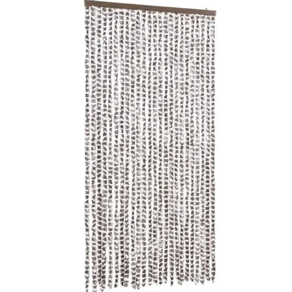 vidaXL - Vliegengordijn voor terrasdeur - Taupe en wit - Chenille - 100x230 cm