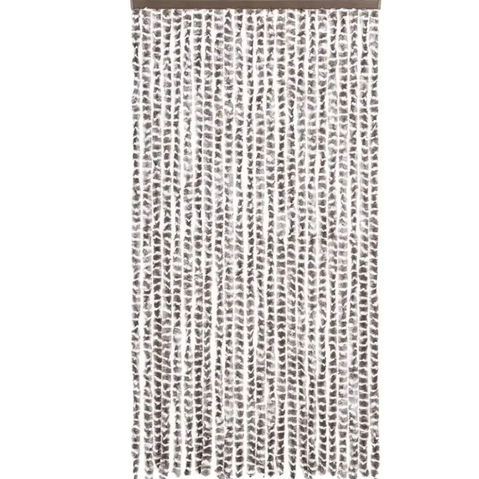 vidaXL - Vliegengordijn voor terrasdeur - Taupe en wit - Chenille - 100x230 cm