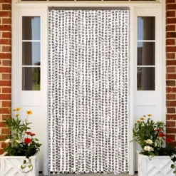 vidaXL - Vliegengordijn voor terrasdeur - Taupe en wit - Chenille - 100x230 cm