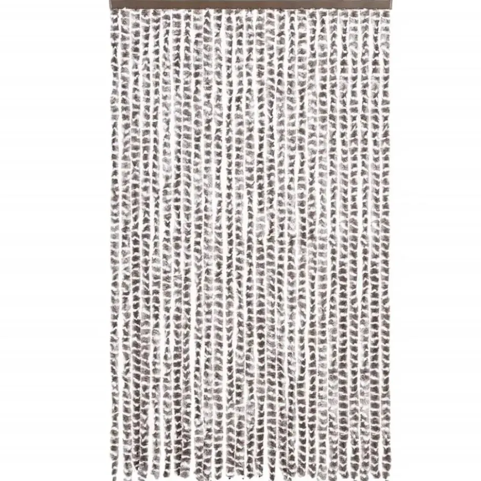 vidaXL - Vliegengordijn voor terrasdeur - Taupe en wit - Chenille - 118x220 cm